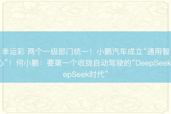 幸运彩 两个一级部门统一！小鹏汽车成立“通用智能中心”！何小鹏：要第一个收拢自动驾驶的“DeepSeek时代”