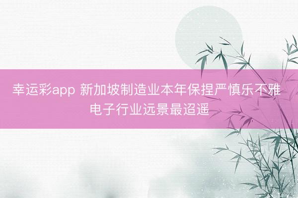 幸运彩app 新加坡制造业本年保捏严慎乐不雅 电子行业远景最迢遥