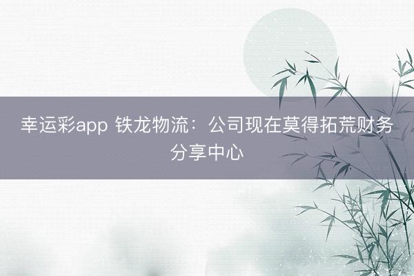 幸运彩app 铁龙物流：公司现在莫得拓荒财务分享中心