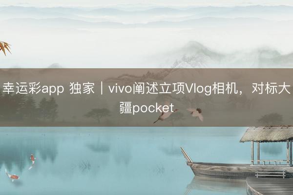 幸运彩app 独家｜vivo阐述立项Vlog相机，对标大疆pocket