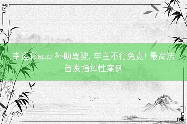 幸运彩app 补助驾驶, 车主不行免责! 最高法首发指挥性案例
