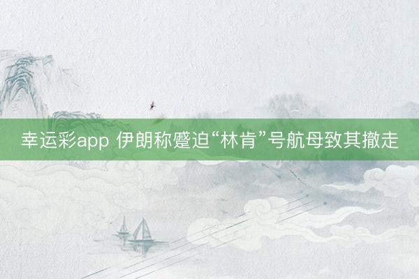 幸运彩app 伊朗称蹙迫“林肯”号航母致其撤走