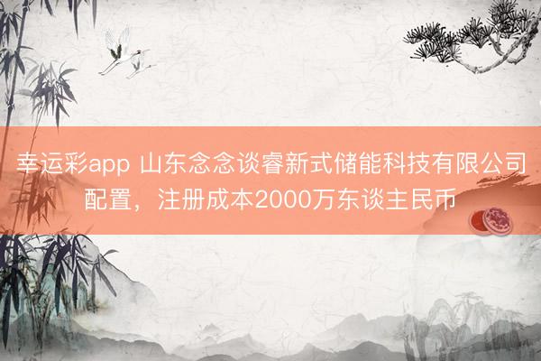 幸运彩app 山东念念谈睿新式储能科技有限公司配置,注册成本2000万东谈主民币