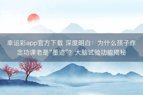 幸运彩app官方下载 深度明白:为什么孩子作念功课老是“墨迹”?大脑试验功能揭秘