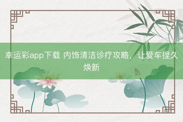 幸运彩app下载 内饰清洁诊疗攻略，<a href=