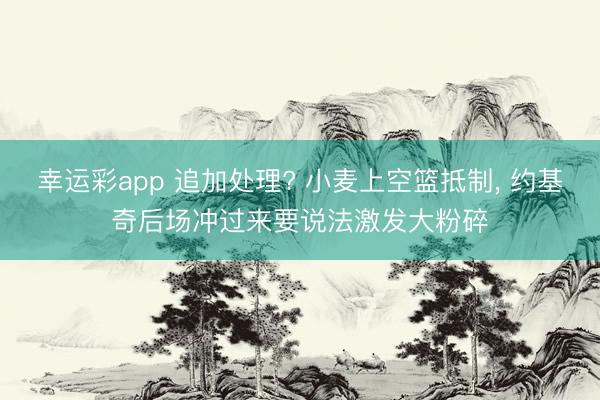 幸运彩app 追加处理? 小麦上空篮抵制， 约基奇后场冲过来要说法激发大粉碎