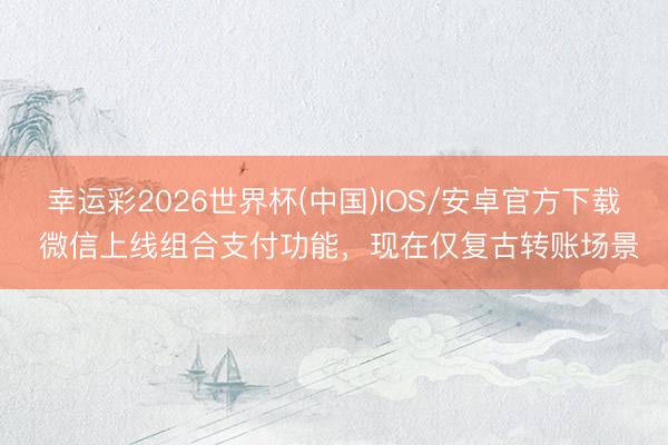 幸运彩2026世界杯(中国)IOS/安卓官方下载 微信上线组合支付功能，现在仅复古转账场景