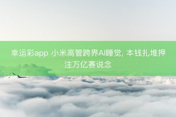 幸运彩app 小米高管跨界AI睡觉， 本钱扎堆押注万亿赛说念