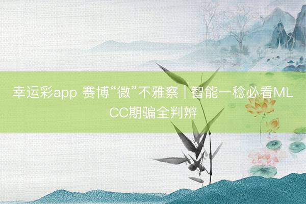 幸运彩app 赛博“微”不雅察 | 智能一稔必看MLCC期骗全判辨