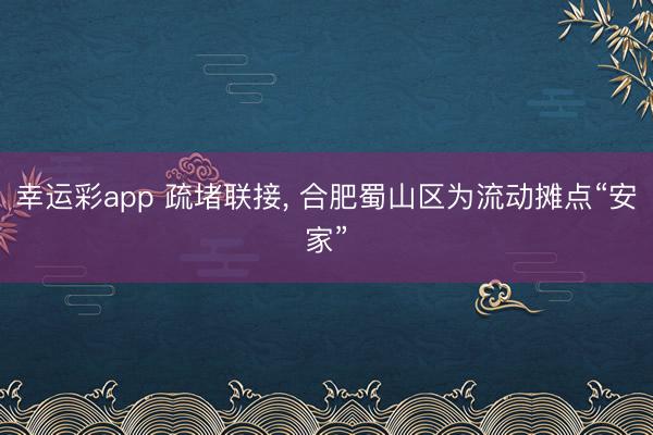 幸运彩app 疏堵联接， 合肥蜀山区为流动摊点“安家”