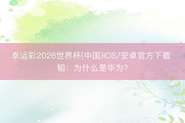 幸运彩2026世界杯(中国)IOS/安卓官方下载 韬：为什么是华为？