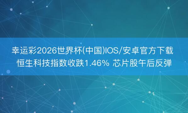 幸运彩2026世界杯(中国)IOS/安卓官方下载 恒生科技指数收跌1.46% 芯片股午后反弹