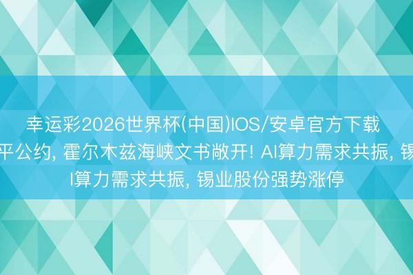 幸运彩2026世界杯(中国)IOS/安卓官方下载 好意思伊完了和平公约， 霍尔木兹海峡文书敞开! AI算力需求共振， 锡业股份强势涨停